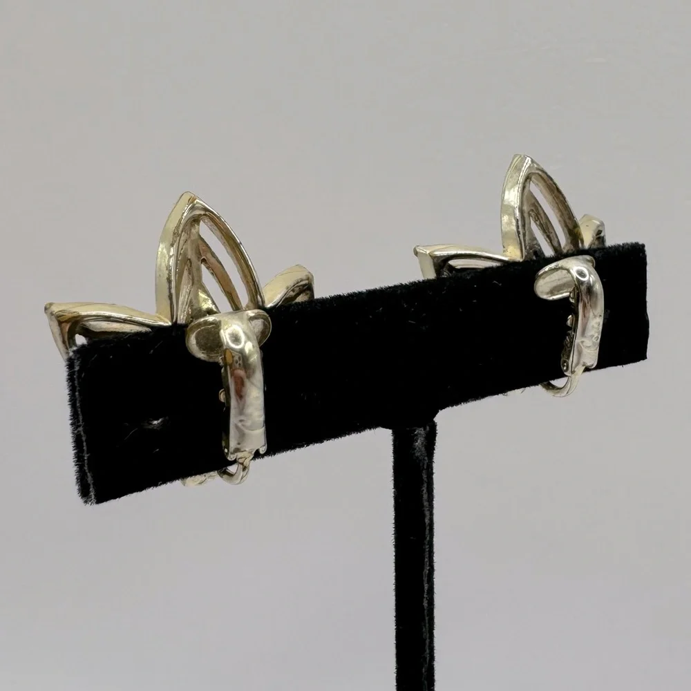 CORO Vintage Gold-Tone Crystal & Enamel Leaf Clip-On Earrings